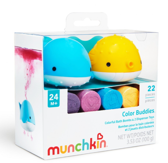 Munchkin Colour Buddies™ 20 x Moisturising Bath Bombs & 2 Toy Dispensers 24m+