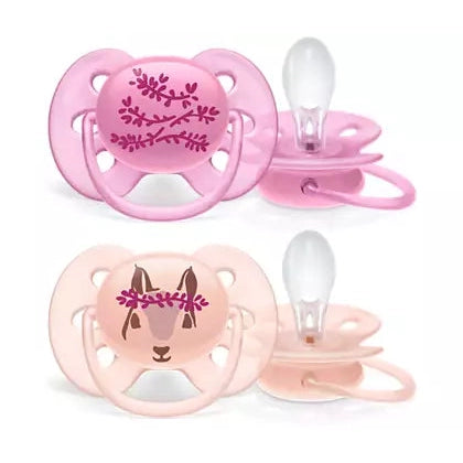 SOOTHER ULTRA SOFT 6-18M GIRL 2PC