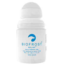 Load image into Gallery viewer, Biofrost Relief Cold Therapy Roll-On Gel offers targeted joint and muscle pain relief on the go. 
