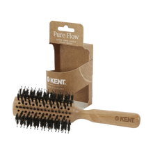 Load image into Gallery viewer, The Kent Pure Flow large radial brush with its packaging, which is recycled.
