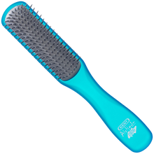 Load image into Gallery viewer, A turquoise blue hairbrush with dark grey bristles, shown diagonally.
