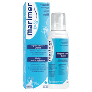 Marimer Baby Nasal Sea Water Isotonic Spray 100ml bottle with gentle isotonic sea water formula for daily nasal hygiene and comfortable breathing in babies and young children.