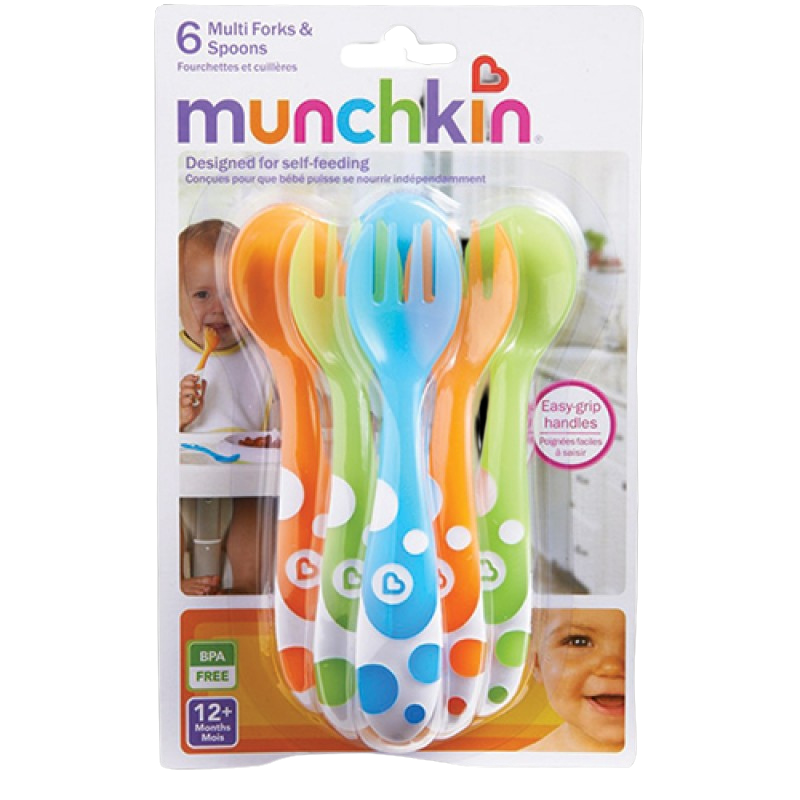 Munchkin 6 Multi Coloured Forks & Spoons 12m+