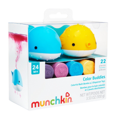 Load image into Gallery viewer, Munchkin Colour Buddies™ 20 x Moisturising Bath Bombs &amp; 2 Toy Dispensers 24m+
