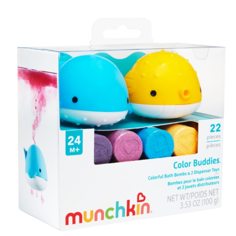 Munchkin Colour Buddies™ 20 x Moisturising Bath Bombs & 2 Toy Dispensers 24m+