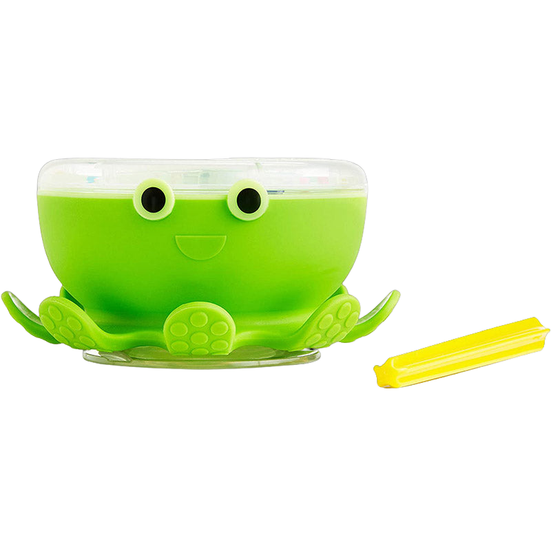A green Munchkin Octodrum 3-in-1 musical bath toy designed to look like an octopus with a drumstick, floating in water.