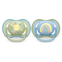Load image into Gallery viewer, PHILIPS AVENT SOOTHER ULTRA AIR 0-6M BOY BLUE/GREEN 2PC SCF085/21

