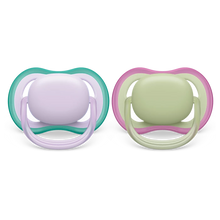 Load image into Gallery viewer, Philips Avent Soother Ultra Air 0-6M Girl Green / Pink 2pcs SCF085/24
