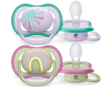 Load image into Gallery viewer, Philips Avent Soother Ultra Air 0-6M Girl Sun/Rainbow 2P SCF085/59
