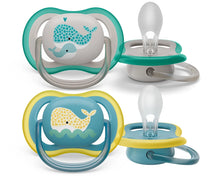 Load image into Gallery viewer, Philips Avent Soother Ultra Air 18M+ - for Boy - Whale design - 2pcs SCF349/24
