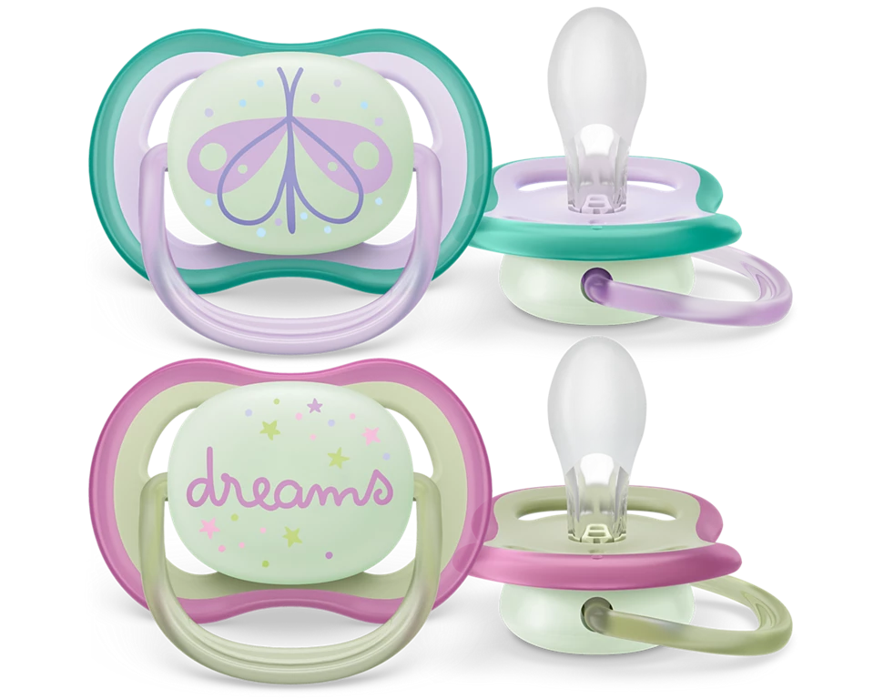 Philips Avent Soother Ultra Air Night Time 0-6M Girl 2PC SCF376/19