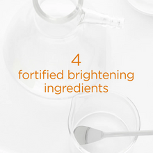 Load image into Gallery viewer, Product container with text &#39;4 fortified brightening ingredients&#39; on a white background
