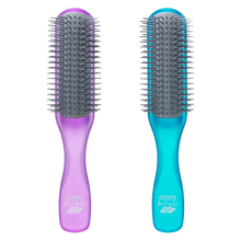 Load image into Gallery viewer, Two Kent hairbrushes shown side by side on a white background, one with a purple handle and the other with a turquoise handle.

