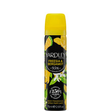 Load image into Gallery viewer, YARDLEY FREESIA &amp; BERGAMOT BODY SPRAY 75ML
