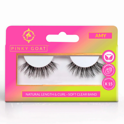 AMY ultra curly natural false lashes in original Pinky Goat packaging