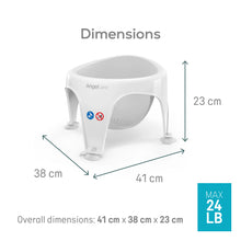 Load image into Gallery viewer, Illustrated dimensions of Angelcare baby bath seat showing width and height measurements
