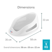 Load image into Gallery viewer, Angelcare Soft Touch Baby Bath Support dimensions 58 x 35 x 22 cm with maximum weight 9 kg
