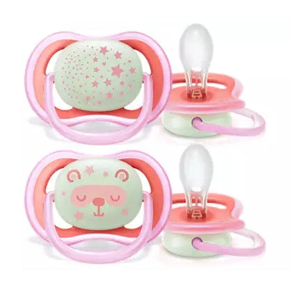 SOOTHER ULTRA AIR NIGHTIME 6-18M DECO GIRL PINK 2PC