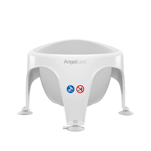 Angled front view of Angelcare soft touch baby bath seat with anti-slip suction cups