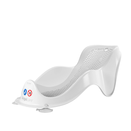 Angled view of Angelcare baby bath support with anti-slip suction base