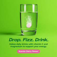 Load image into Gallery viewer, Berocca Boost Acerola Cherry effervescent tablet dissolving in water
