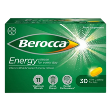 Load image into Gallery viewer, Berocca Film-Coated Tablets 30 pack with 11 vitamins and minerals for energy support
