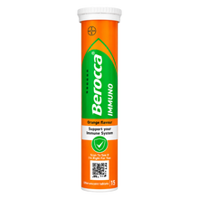 Load image into Gallery viewer, Berocca Immuno Orange Effervescent Tablets 15 pack for immune support
