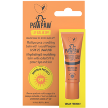 Load image into Gallery viewer, Dr. PAWPAW Lip Balm SPF 20 in original orange and yellow packaging, featuring natural pawpaw and UVA/UVB sun protection for lips and skin.

