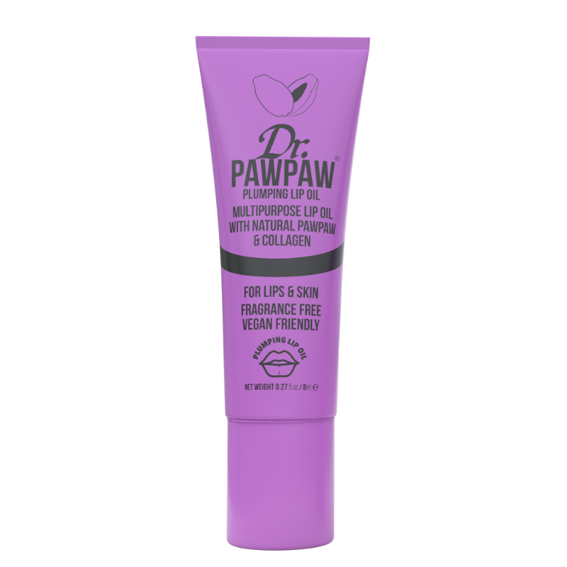 Dr Paw Paw Plumping Lip Oil tube in purple packaging for lips and skin