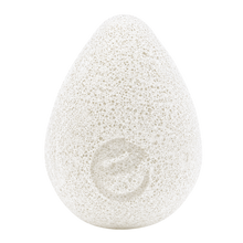Load image into Gallery viewer, White teardrop-shaped EcoTools Pure Complexion Konjac Facial Sponge with porous texture isolated on a black background.
