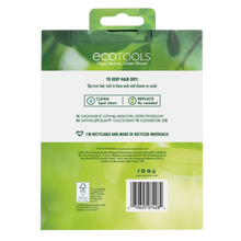 Load image into Gallery viewer, Back of the EcoTools Shower Cap box detailing usage instructions, spot cleaning tips, and recycling info.
