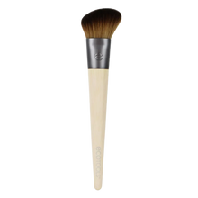 Load image into Gallery viewer, Front view of the EcoTools Skin Perfecting Brush showing the angled synthetic bristles and bamboo handle isolated on a white background.
