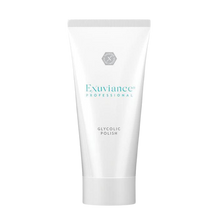 Load image into Gallery viewer, A white squeeze tube of Exuviance Professional Glycolic Polish, an exfoliating facial treatment designed to resurface skin texture.
