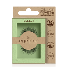Load image into Gallery viewer, Eyecha Sunset volumising false lashes packaging with vegan and recycled material features
