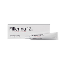 Load image into Gallery viewer, Fillerina 12 HA Densifying-Filler Eye Contour Cream. Grade 3 concentration for moderate lines, wrinkles, and redensification around the eyes.
