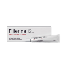 Load image into Gallery viewer, Fillerina 12 HA Densifying-Filler Lip Contour Cream. Grade 3 concentration for moderate fine lines and plumping the lip outline.
