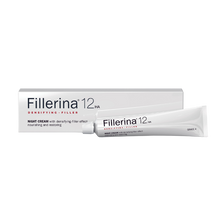 Load image into Gallery viewer, Fillerina 12 HA Densifying-Filler Night Cream with 12 HA, 3 Collagens, and 2 Elastins. Grade 4 concentration for deep wrinkles and significant volume loss.
