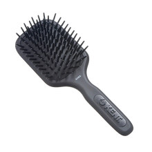 Load image into Gallery viewer, Kent AH6G black paddle hairbrush with cushioned pad and soft nylon quills. Ideal for detangling, smoothing, and blow-drying all hair types.
