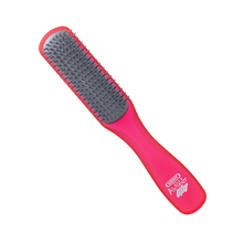 Load image into Gallery viewer, A blue and gray half-round brush with soft bristles designed for detangling and smoothing hair.
