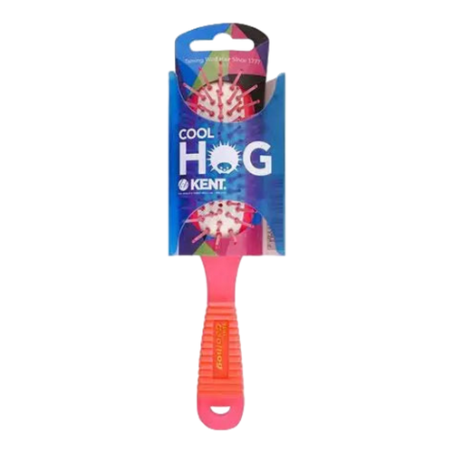 Kent Coolhog Pink Vented Detangling Brush in retail packaging. The vented design and flexible bristles allow for fast blow-drying and gentle, pain-free detangling for all hair types.