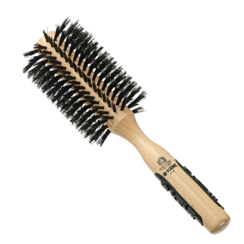 Kent PF03 Large Wooden Radial Brush featuring natural bristles and a sturdy wooden handle. Ideal for creating maximum volume and shape in long hair, and achieving a smooth, polished finish.