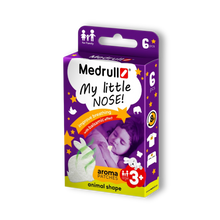 Load image into Gallery viewer, Medrull My Little Nose aroma patches in purple packaging. Animal-shaped patches with a balsamic effect for kids aged 3+.
