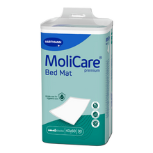 Load image into Gallery viewer, Hartmann MoliCare Premium single-use disposable bed mats size 60x90 cm pack of 30 pieces for hygienic surface protection.
