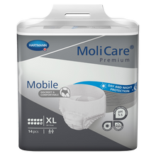 Load image into Gallery viewer, Hartmann MoliCare Premium Mobile size XL extra-large adult incontinence brief pants, 14 pack with discreet comfort design.
