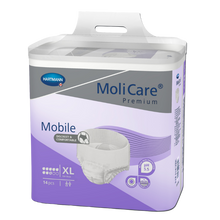 Load image into Gallery viewer, Hartmann MoliCare Premium Mobile size large adult protective pull-up underwear with 8 droplets heavy absorbency level, 14 pack.
