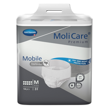 Load image into Gallery viewer, Hartmann MoliCare Premium Mobile size medium adult incontinence pull-up pants pack of 14 pieces, offering day and night protection.
