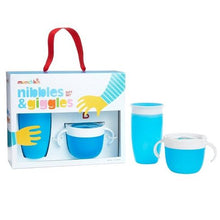 Load image into Gallery viewer, Munchkin Giggles Gset 360 Cup 10oz Scatchee blue set for toddlers
