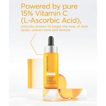 Load image into Gallery viewer, Promotional image for NeoStrata Enlighten 15% Vitamin C + PHA Serum, highlighting its clinical ability to target dark spots, uneven skin tone, and texture.
