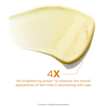 Load image into Gallery viewer, Texture swatch of NeoStrata Skin Brightener with text highlighting 4X the brightening power to improve skin discoloring with age.
