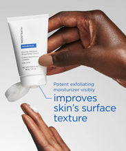 Load image into Gallery viewer, Hand squeezing Neostrata Glycolic Renewal Smoothing Cream onto a finger, with text emphasizing the cream is a potent exfoliating moisturizer that visibly improves skin&#39;s surface texture.

